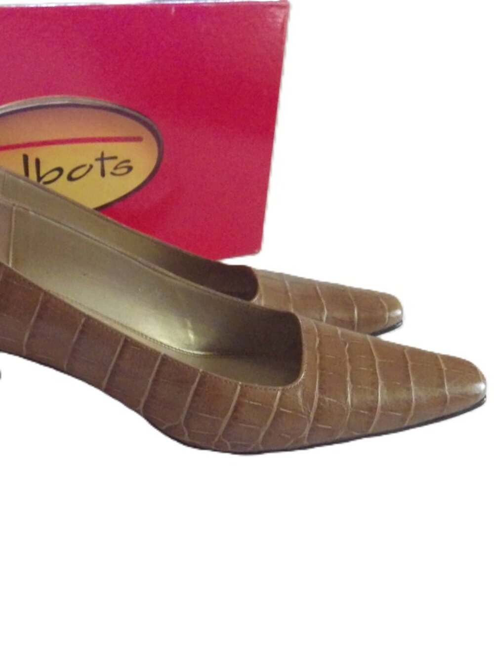 Vintage "Rayna" Talbots Chunky Heel Beige Leather/ Size 9N